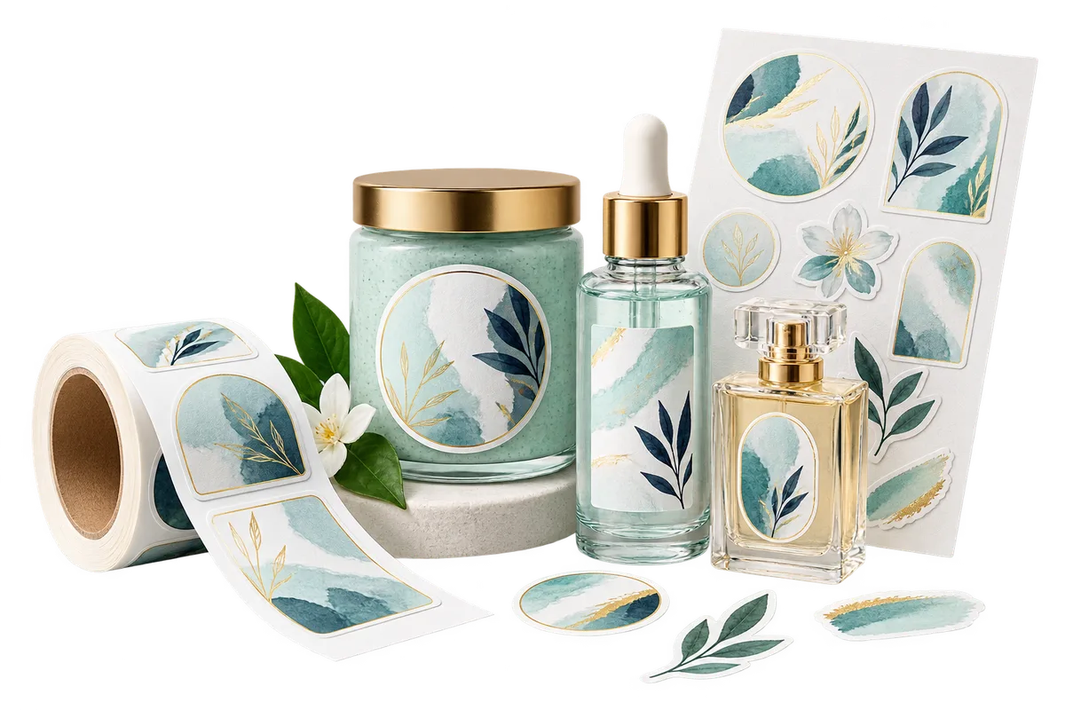 Custom labels and stickers for beauty and cosmetic products